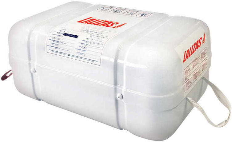 Packed liferaft prepared for installation aboard PRANIS