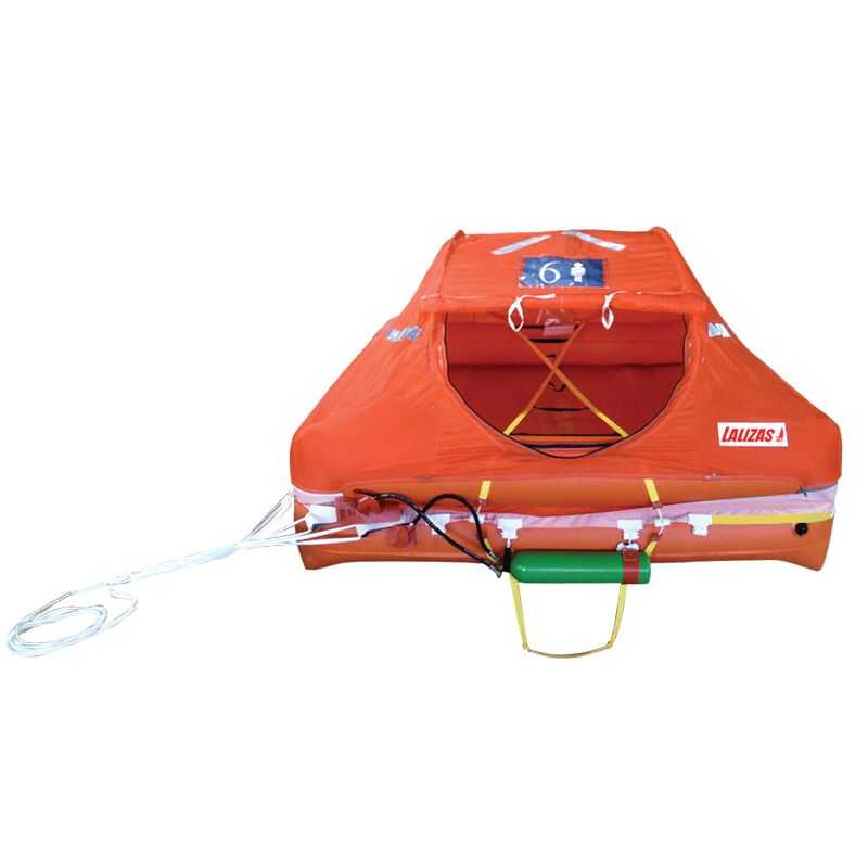 Inflated emergency liferaft representing the new safety equipment aboard PRANIS