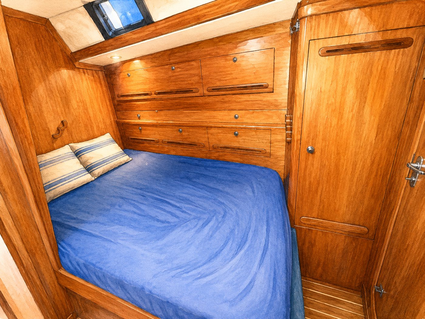 Illustration of the cabin interior aboard PRANIS