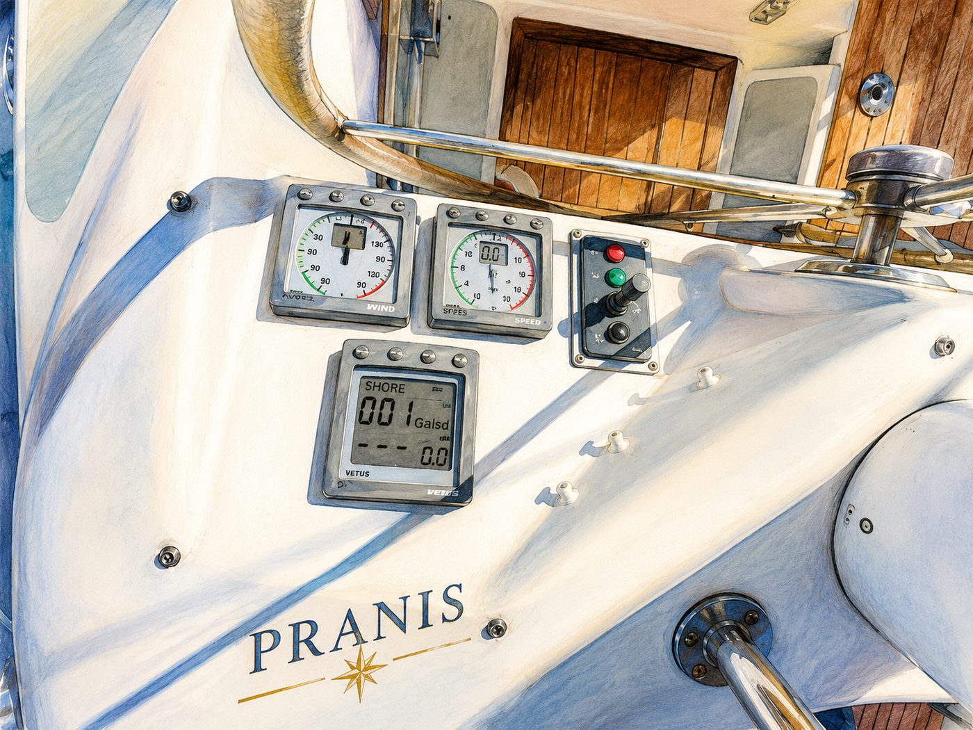 Illustration of the navigation instruments aboard PRANIS