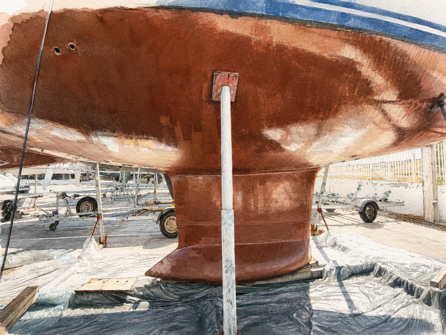 PRANIS von der Seite in der Werft gesehen