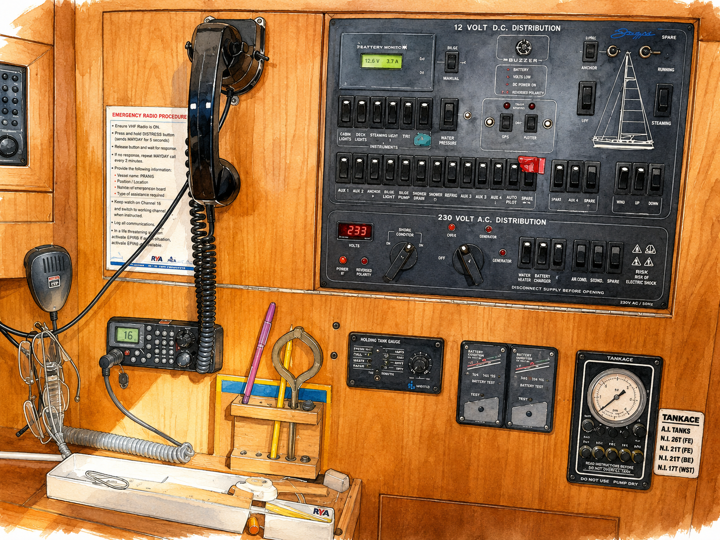 Elektrischer Verteilerkasten an Bord PRANIS